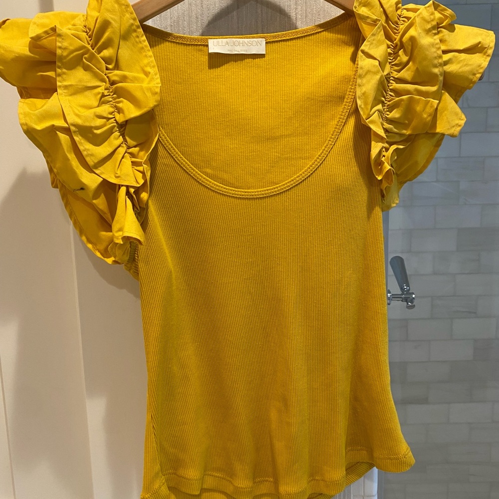 Ulla Johnson Yellow Ruffle Sleeve Top
